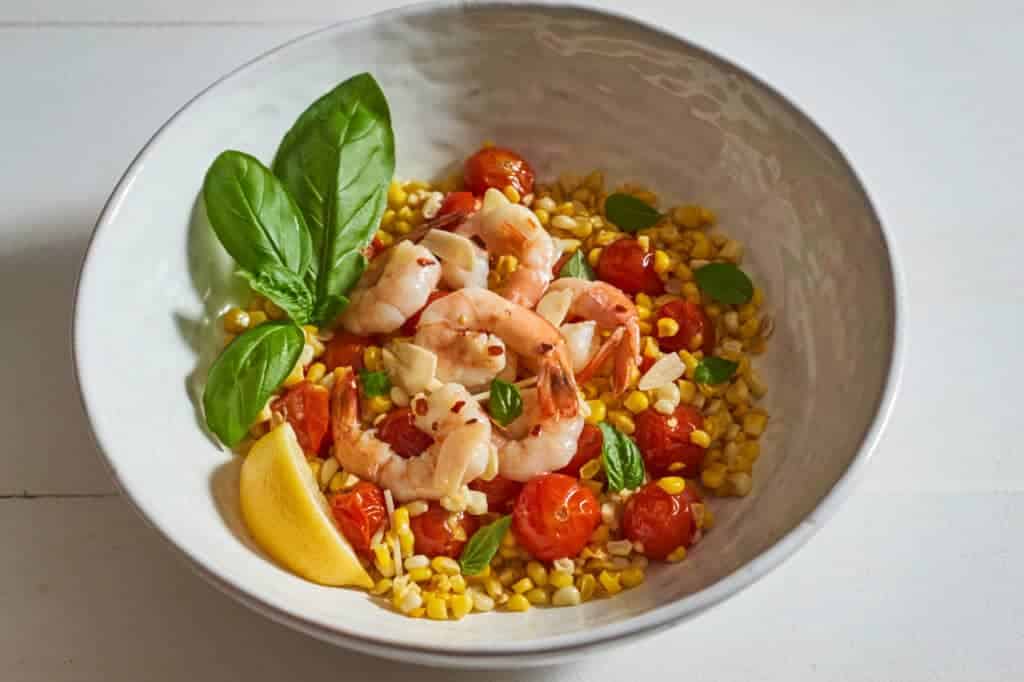 Summer Shrimp Scampi with Tomatoes and Corn Recipe
