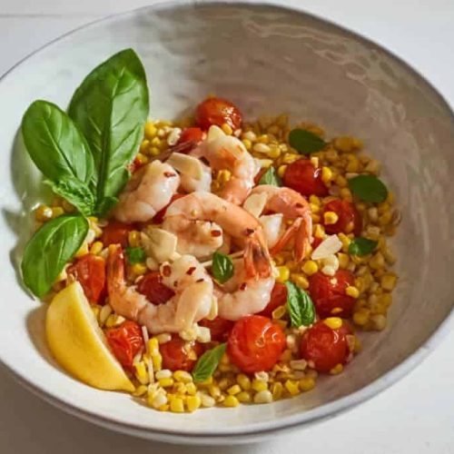 Summer Shrimp Scampi with Tomatoes and Corn Recipe
